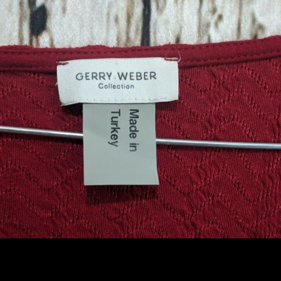 Gerry Weber XL Wave 3/4 Sleeve Tee Shirt blouse‎ top red wavy texture Career EUC - Picture 4 of 5